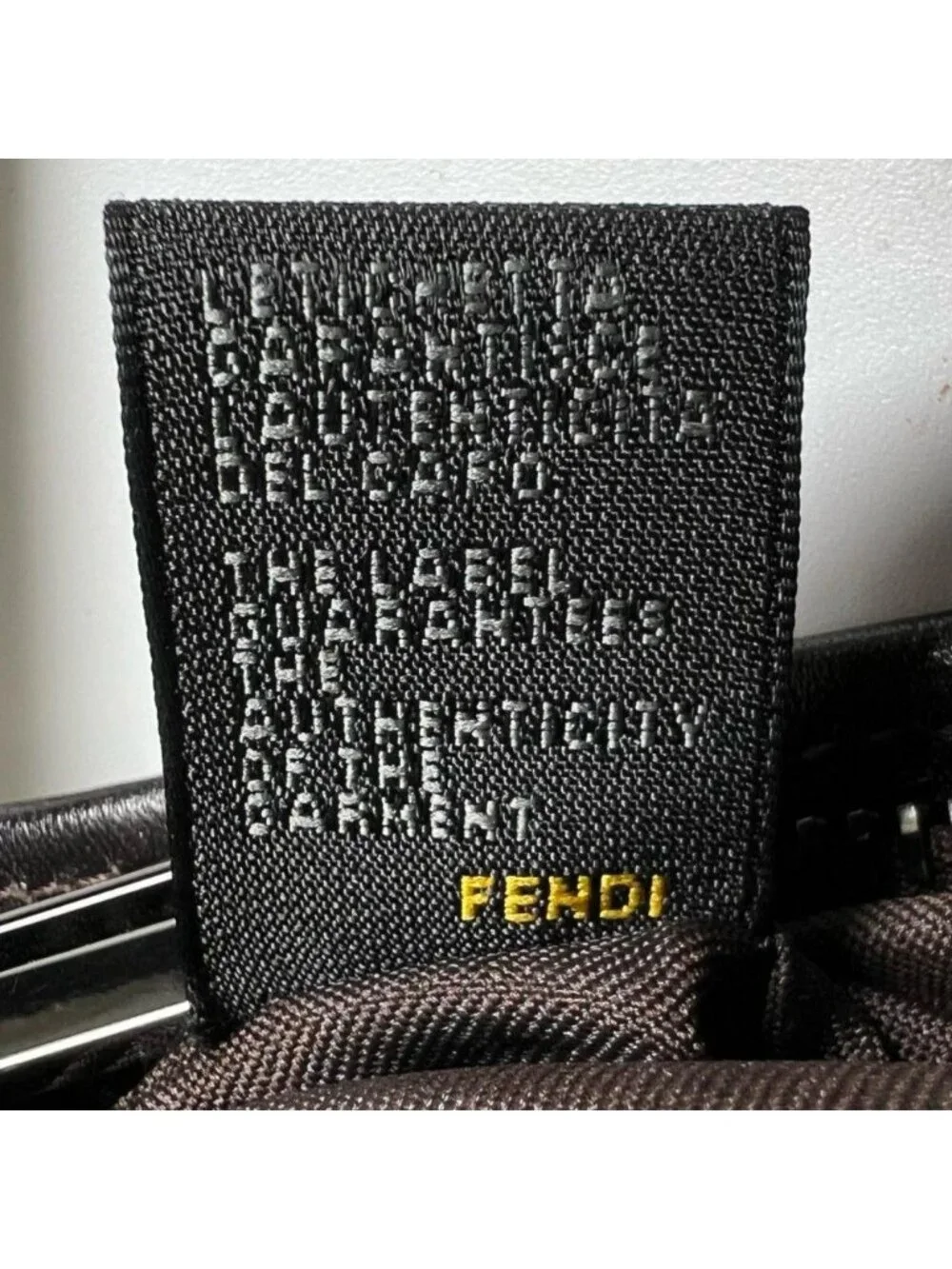 Fendi Shoulder Bag Canvas Leather Brown Silver